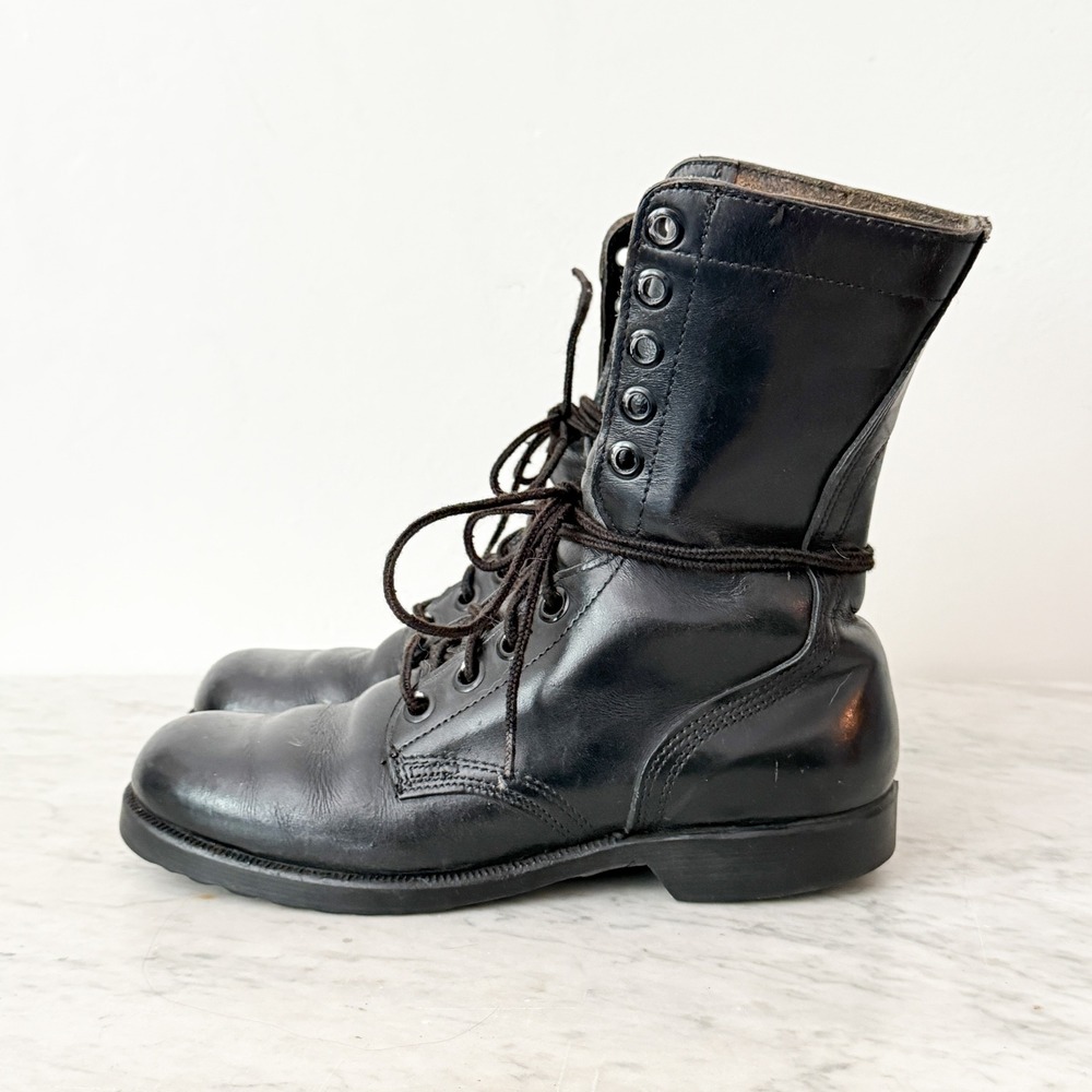US Military Combat Boots Vintage 1978 Leather Tactical 6R Black High Top Lace Up